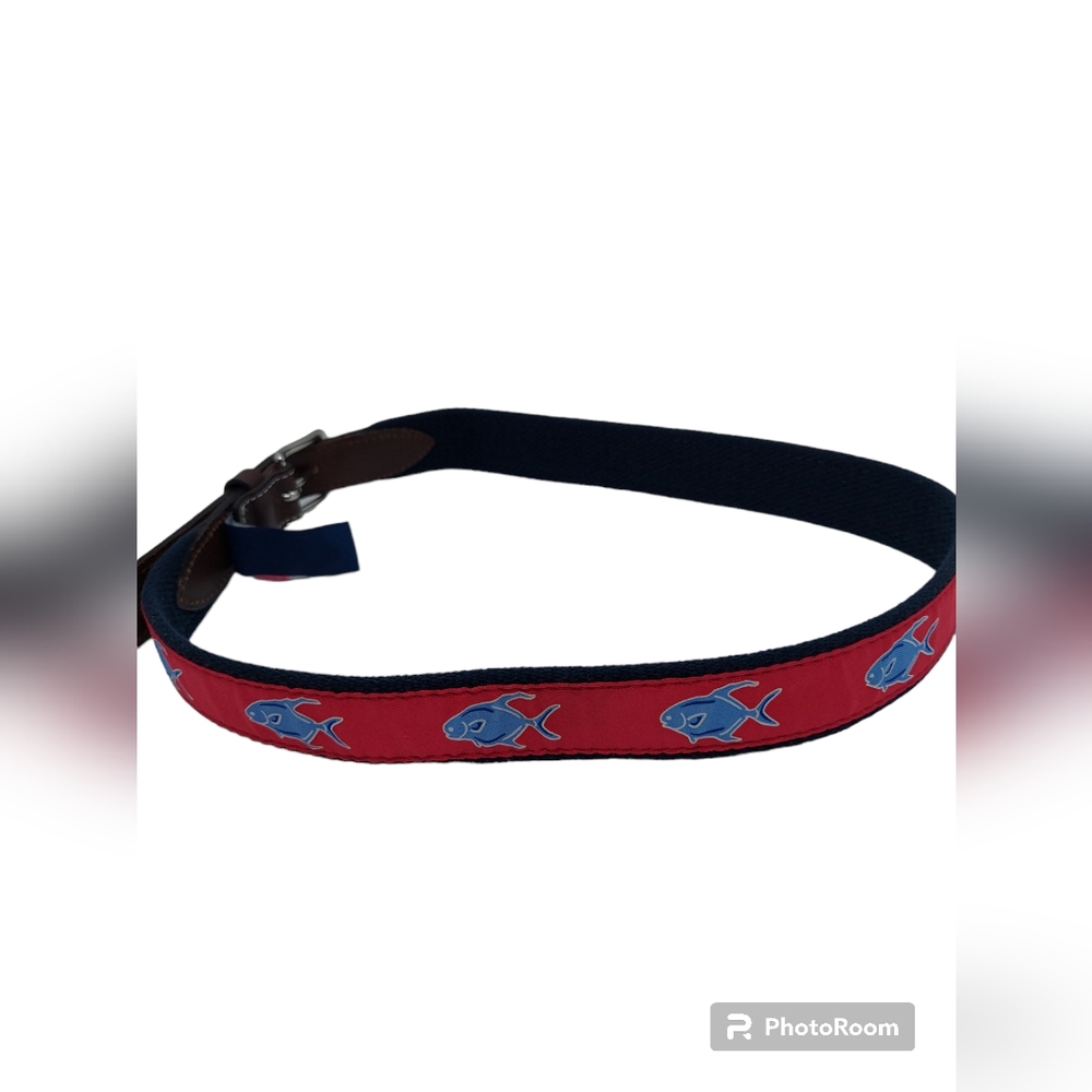 Vineyard Vines by Shep & Ian Pompano Fish Design Men's Belt Size 30 - Picture 7 of 11